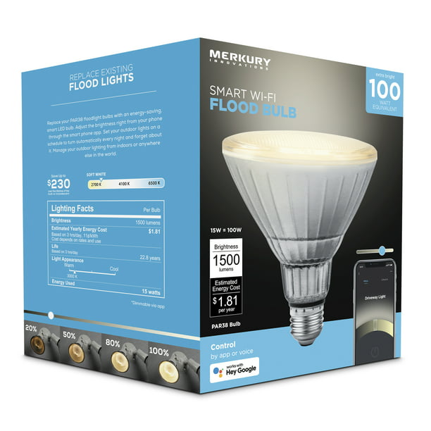 3Pack Merkury Innovations A19 Smart Wi-Fi White LED Bulbs 60W Non-Dimmable 3